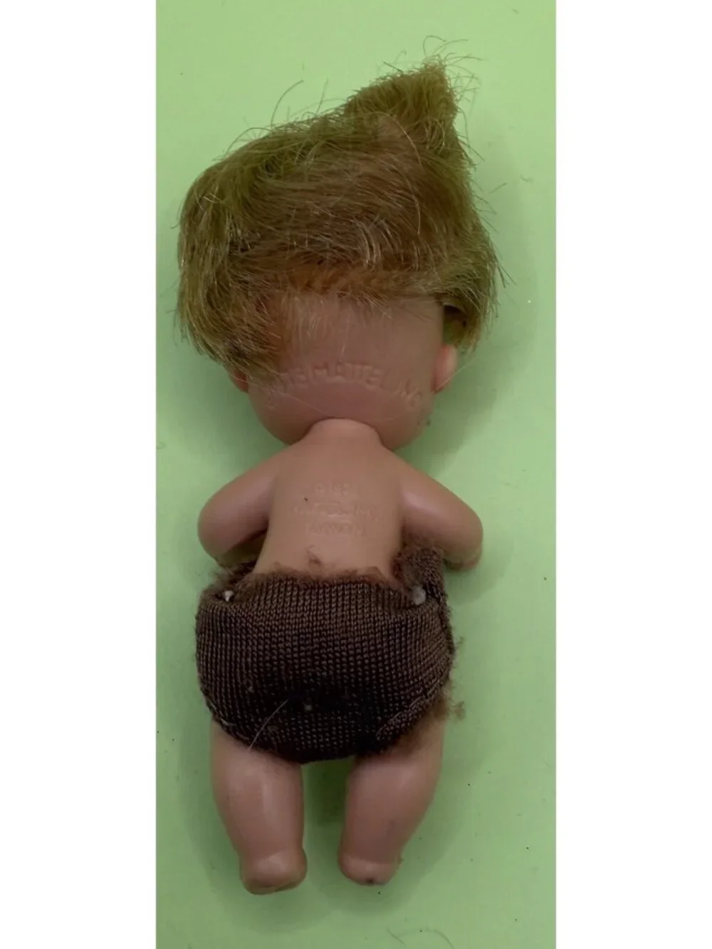 1973 Sunshine Family Baby Sweets Seth Red Brown Haired Boy Doll Brown Diaper